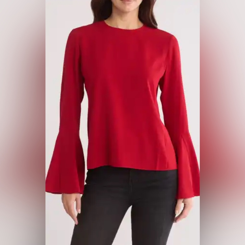 Frame Denim Red Bell Sleeve Blouse